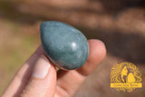 Light "Princesa" blue with orange crust jadeite jade yoni 3 egg set