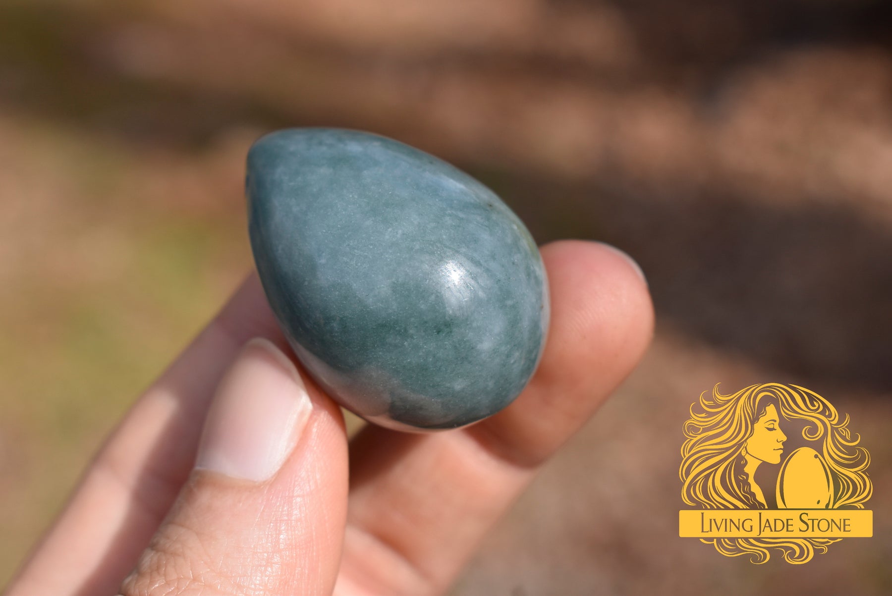 Light "Princesa" blue with orange crust jadeite jade yoni 3 egg set