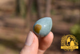 Light "Princesa" blue with orange crust jadeite jade yoni 3 egg set