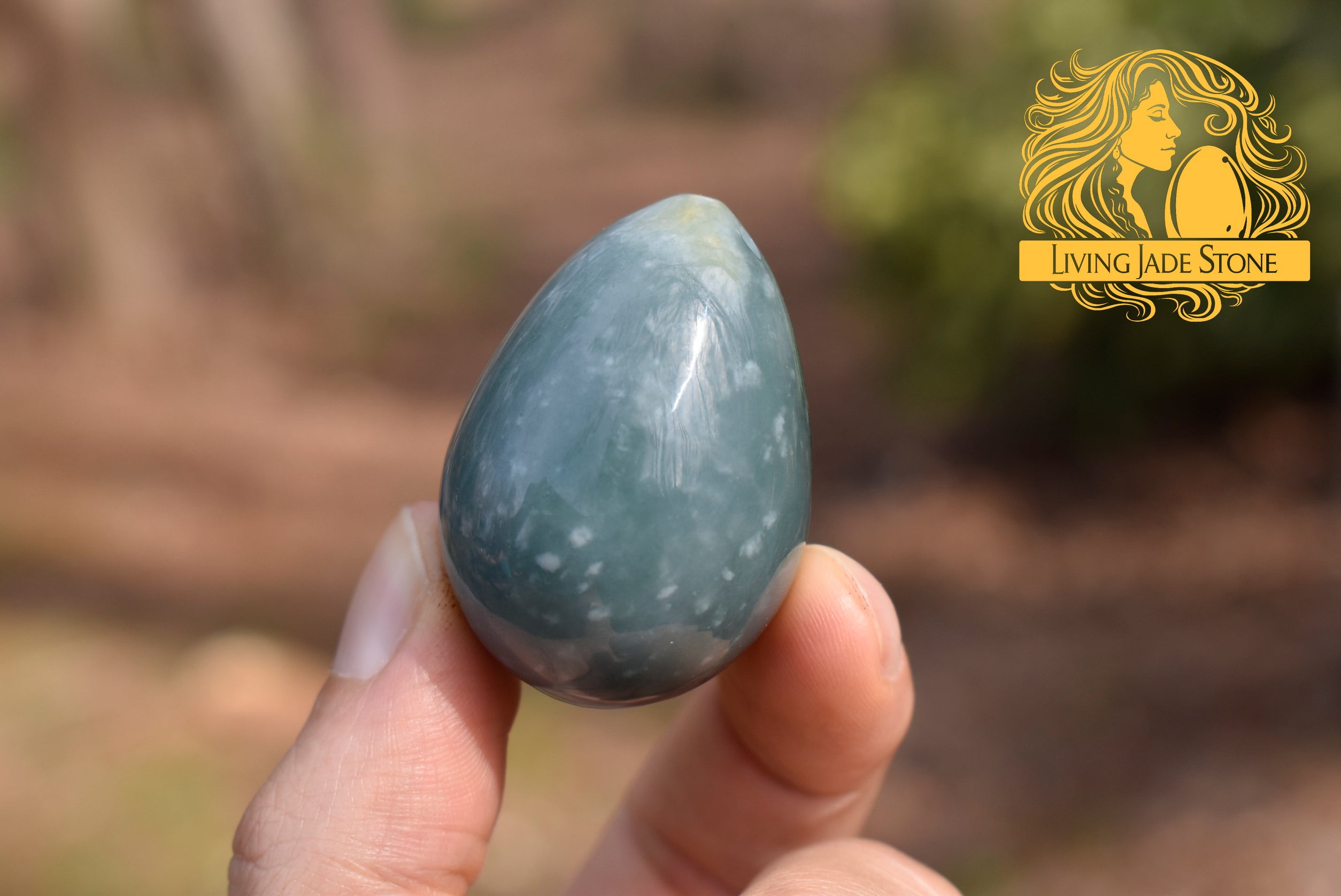 Light "Princesa" blue jadeite jade yoni 3 egg set
