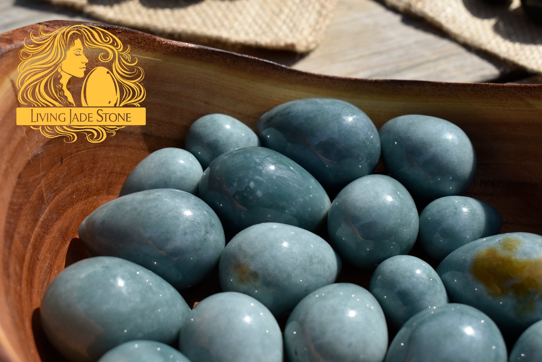 Light "Princeca" blue with unique orange jadeite jade yoni 3 egg set