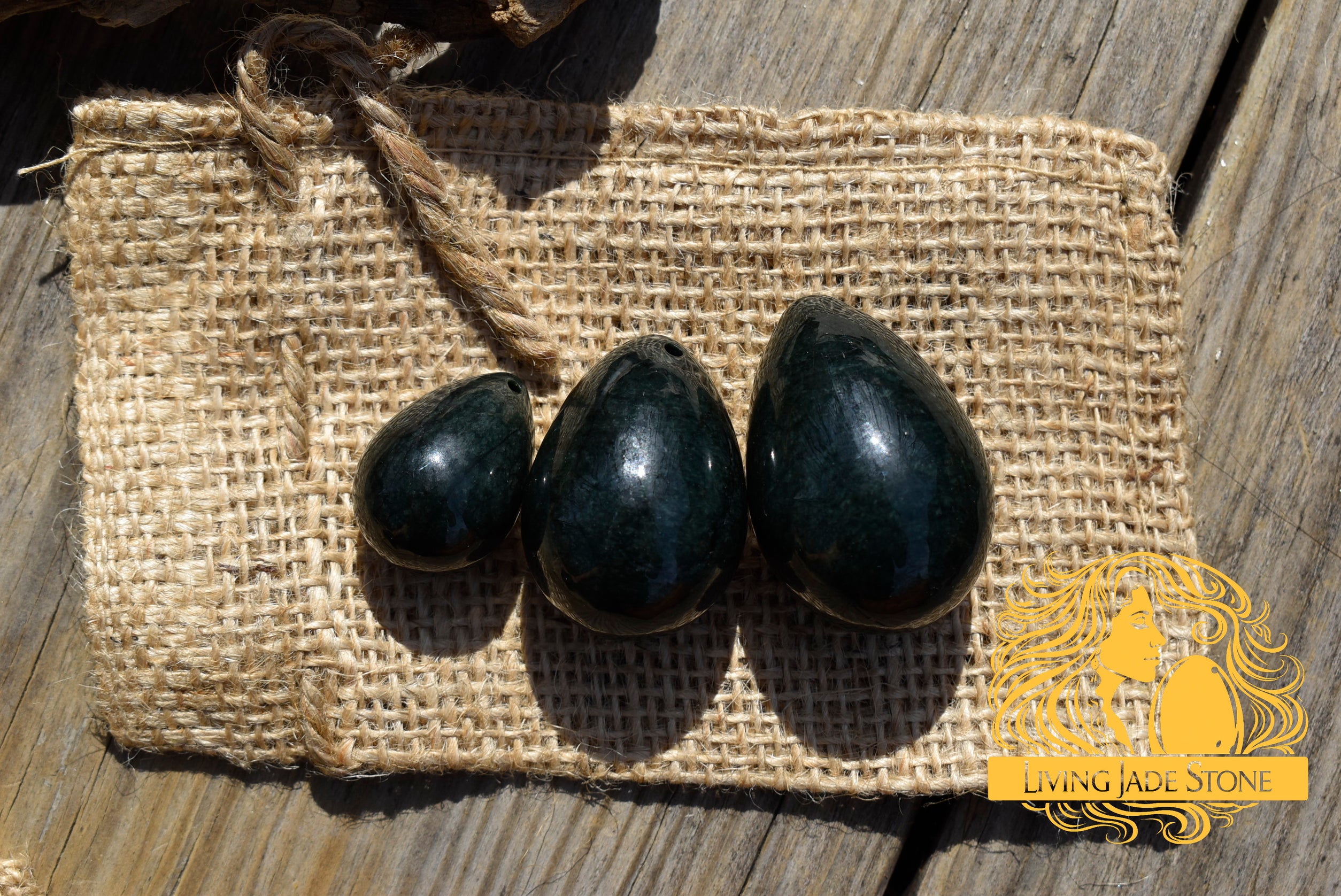 AVOCADO GREEN Jadeite Jade Yoni 3 Egg Set