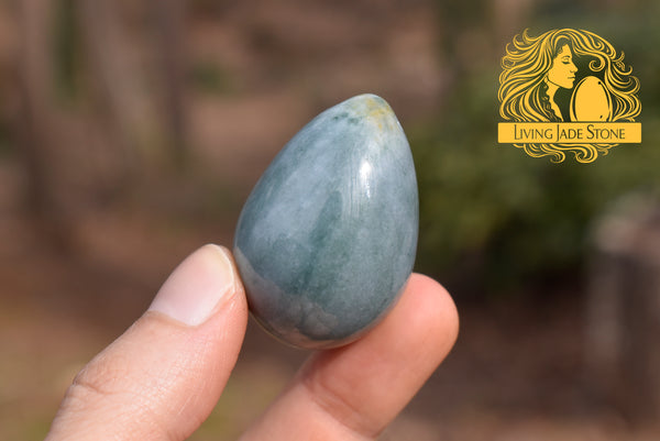 Light "Princeca" blue with unique orange jadeite jade yoni 3 egg set