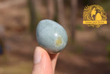 Light "Princeca" blue with unique orange jadeite jade yoni 3 egg set
