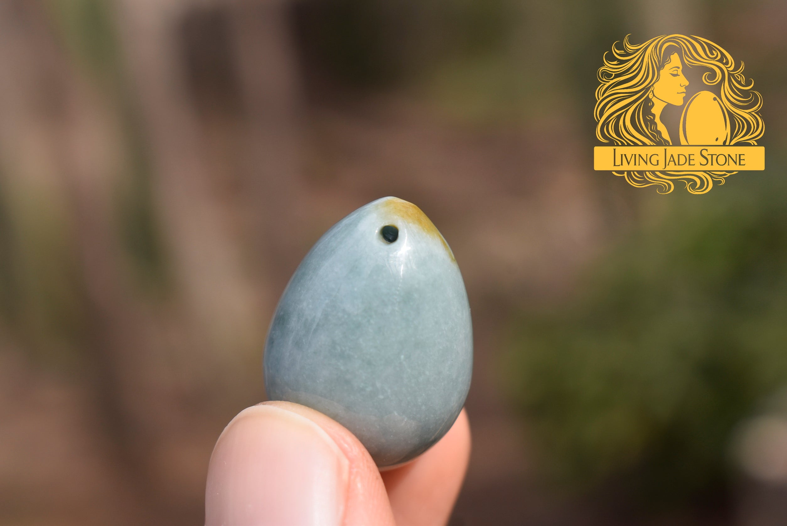 Light "Princeca" blue with unique orange jadeite jade yoni 3 egg set