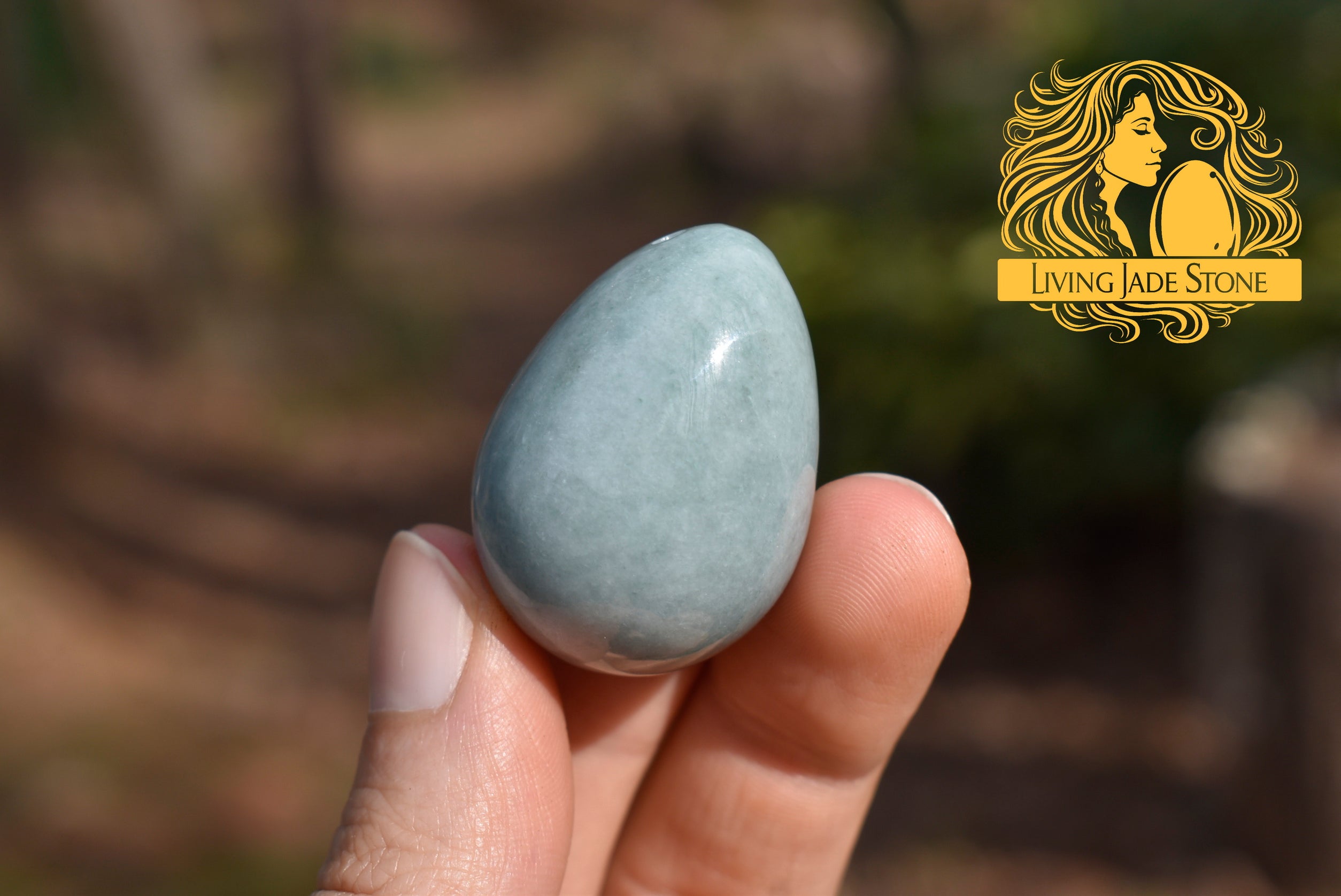 Light "Princesa" blue jadeite jade yoni three egg set