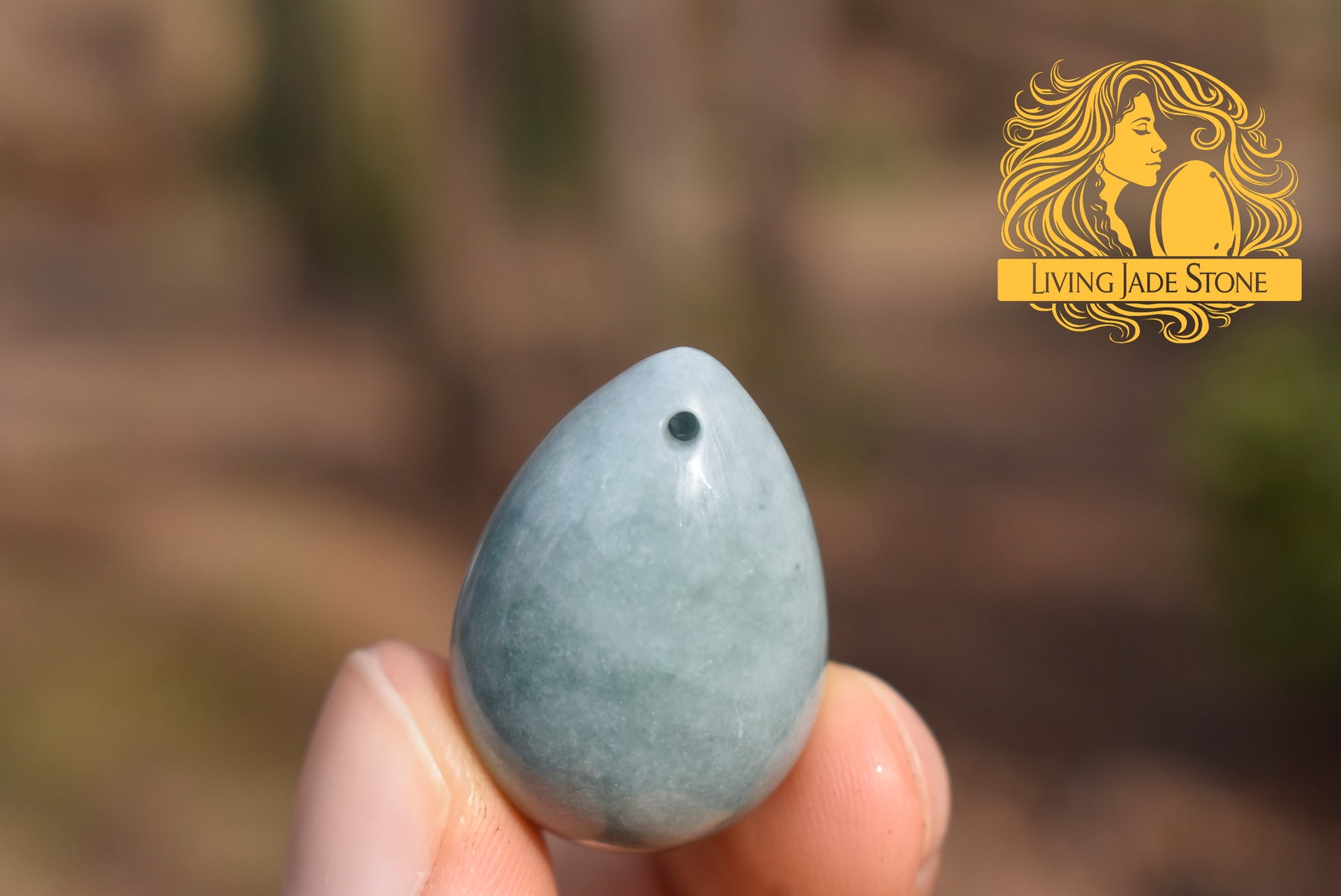 Light "Princesa" blue jadeite jade yoni three egg set