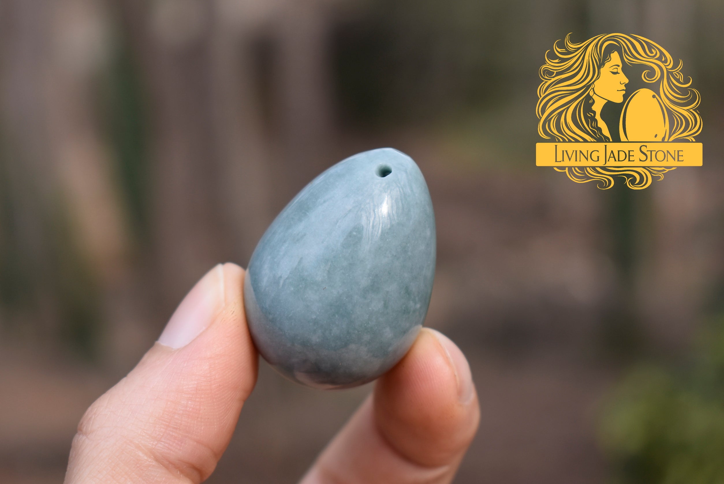 Light "Princesa" blue jadeite jade yoni 3 egg set