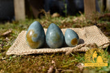 Light "Princesa" blue with orange crust jadeite jade yoni 3 egg set